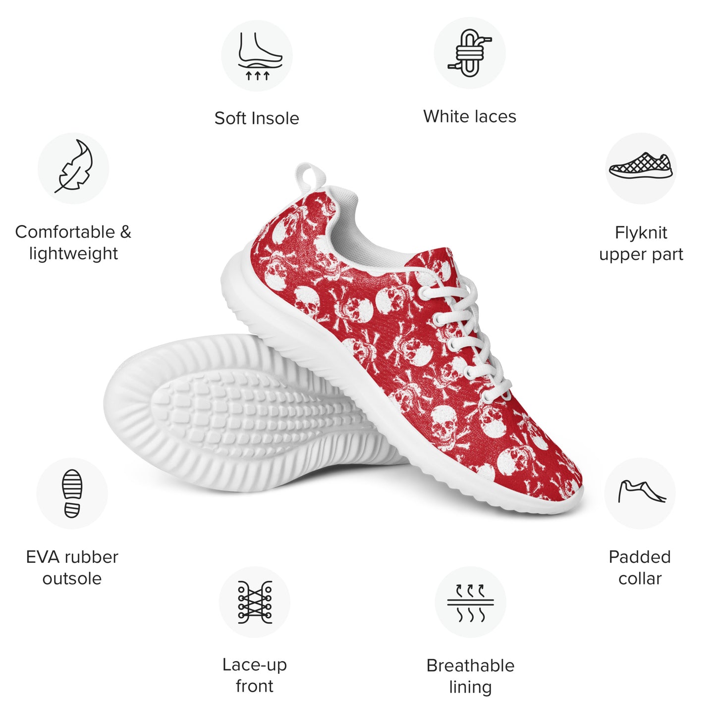 Skulls on red Women’s athletic shoes