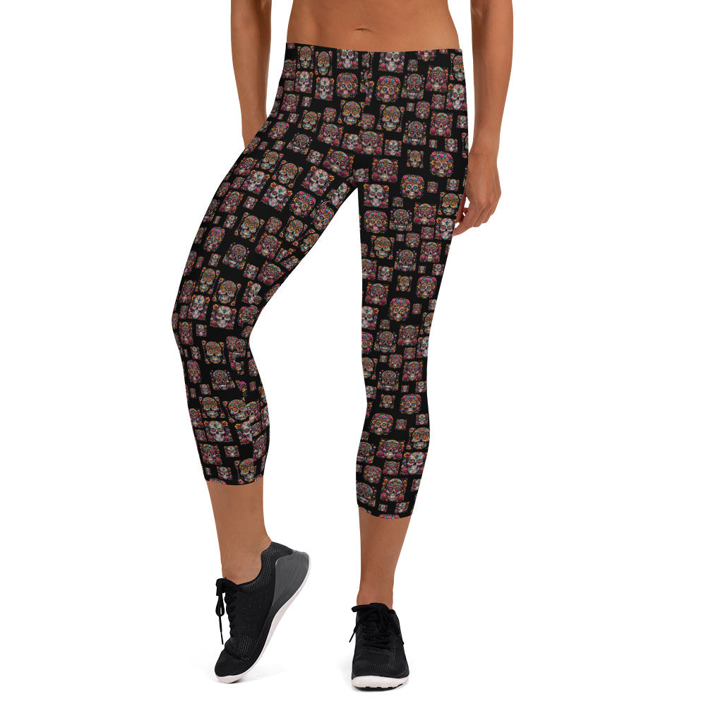 sugar skull Capri Leggings