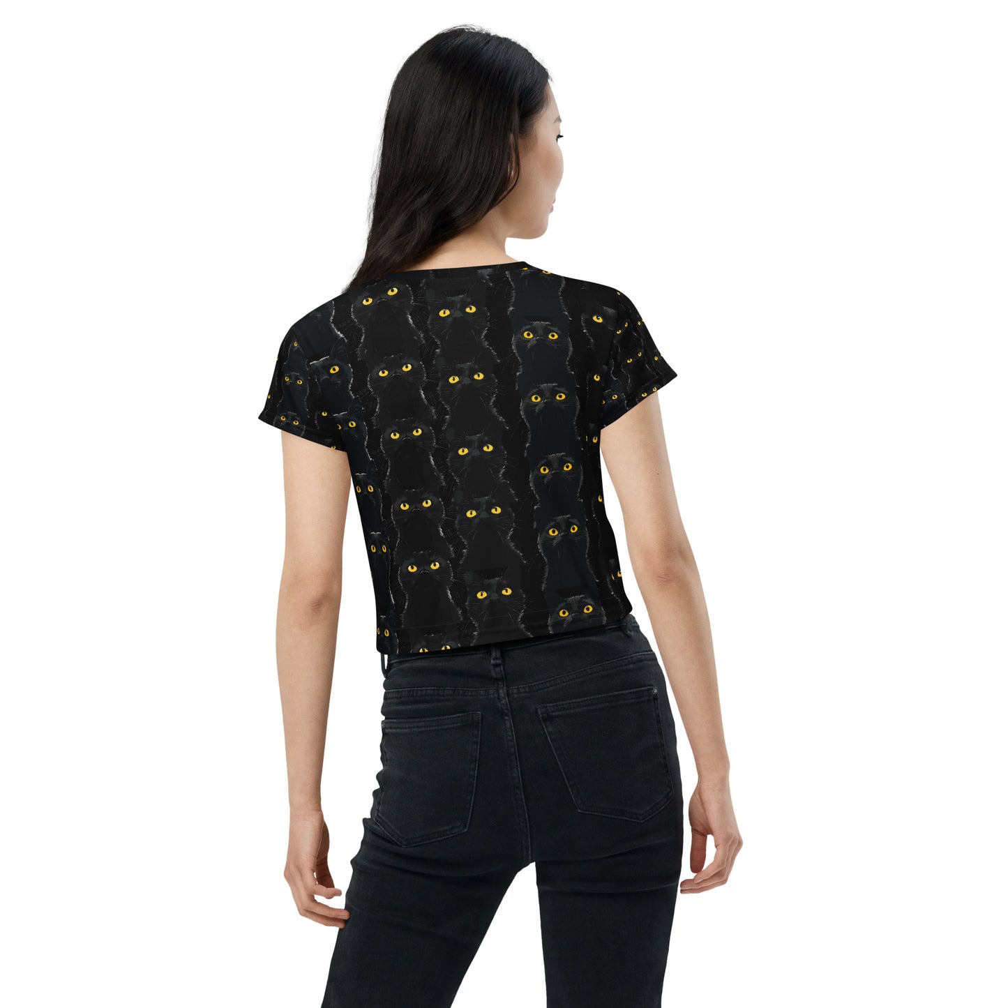 Black Pussy All-Over Print Crop Tee