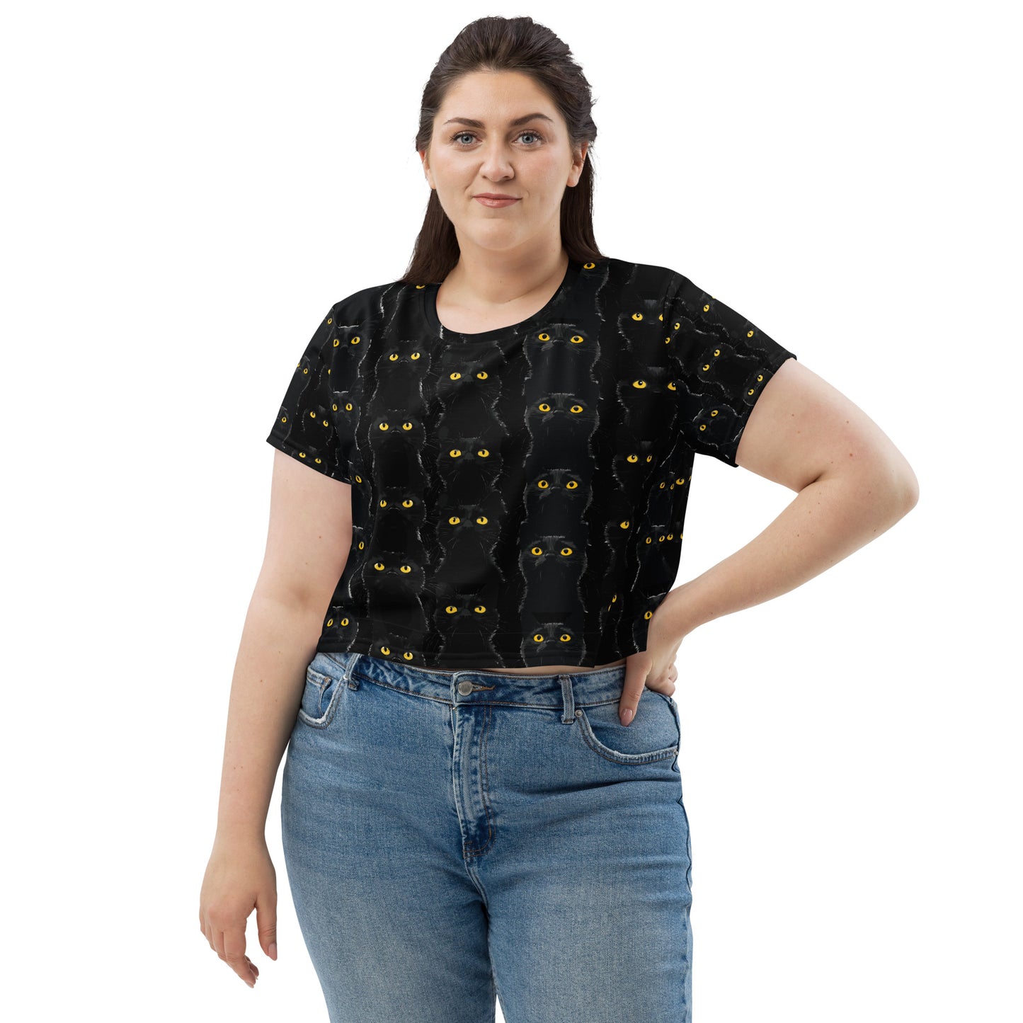 Black Pussy All-Over Print Crop Tee