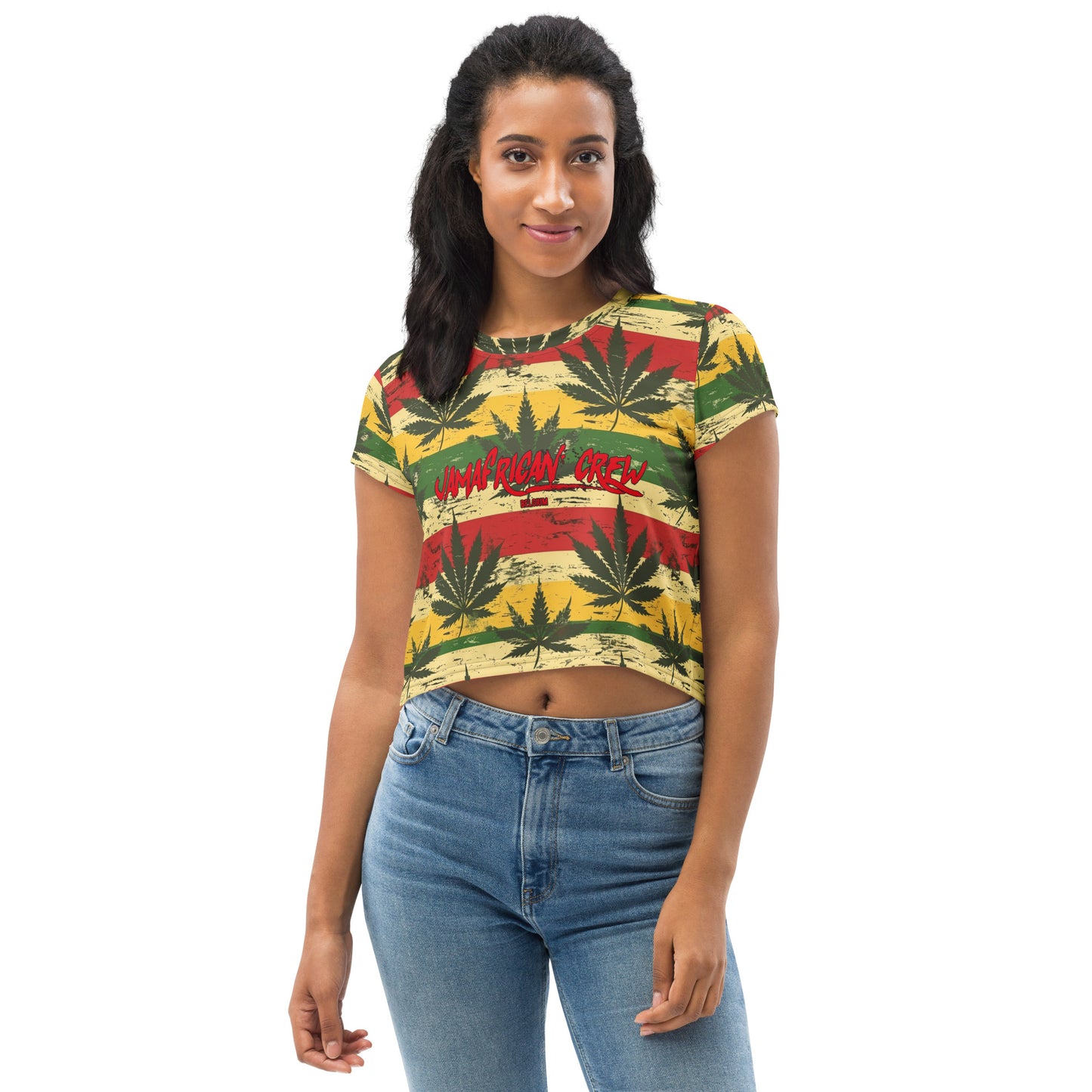 Jamafrican crew All-Over Print Crop Tee