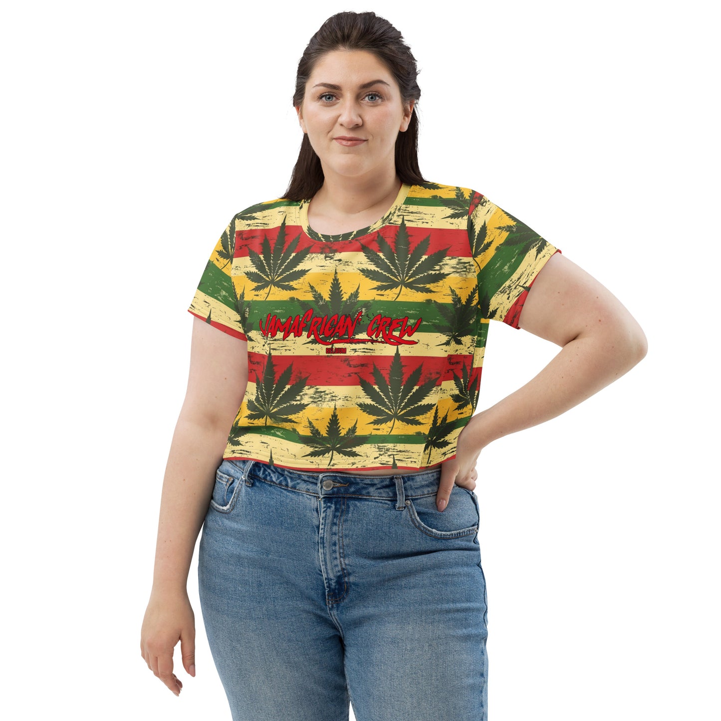 Jamafrican crew All-Over Print Crop Tee