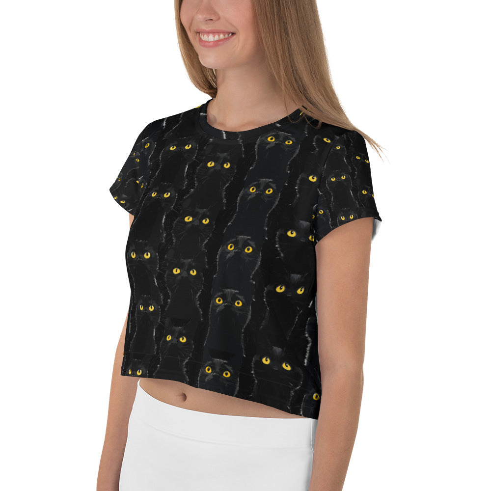 Black Pussy All-Over Print Crop Tee