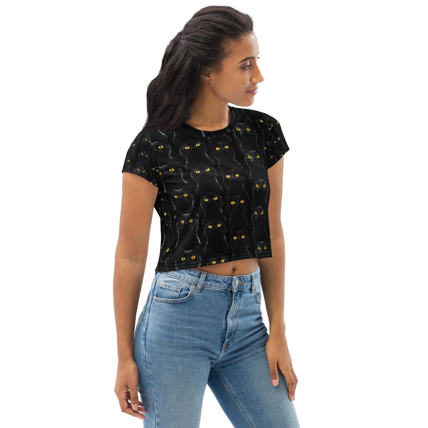 Black Pussy All-Over Print Crop Tee