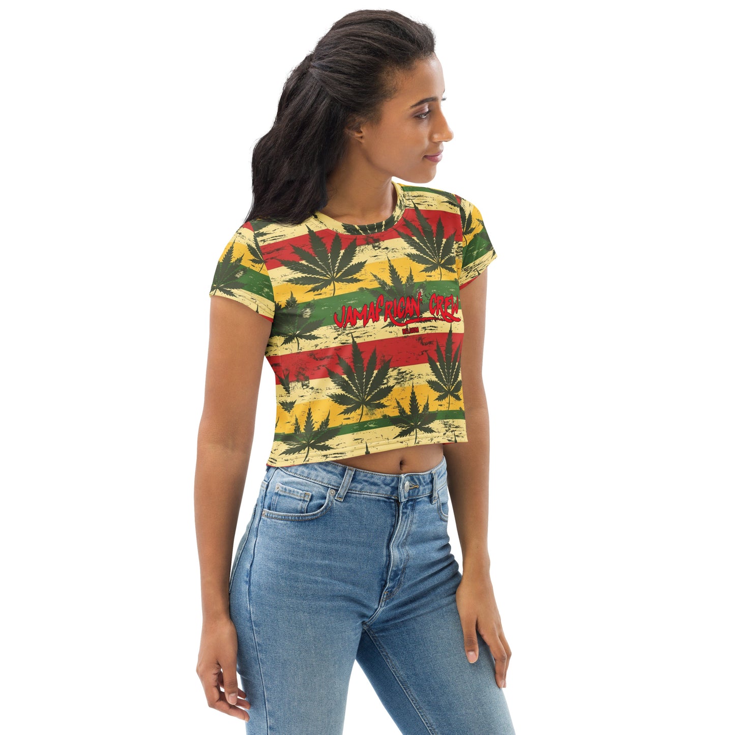 Jamafrican crew All-Over Print Crop Tee