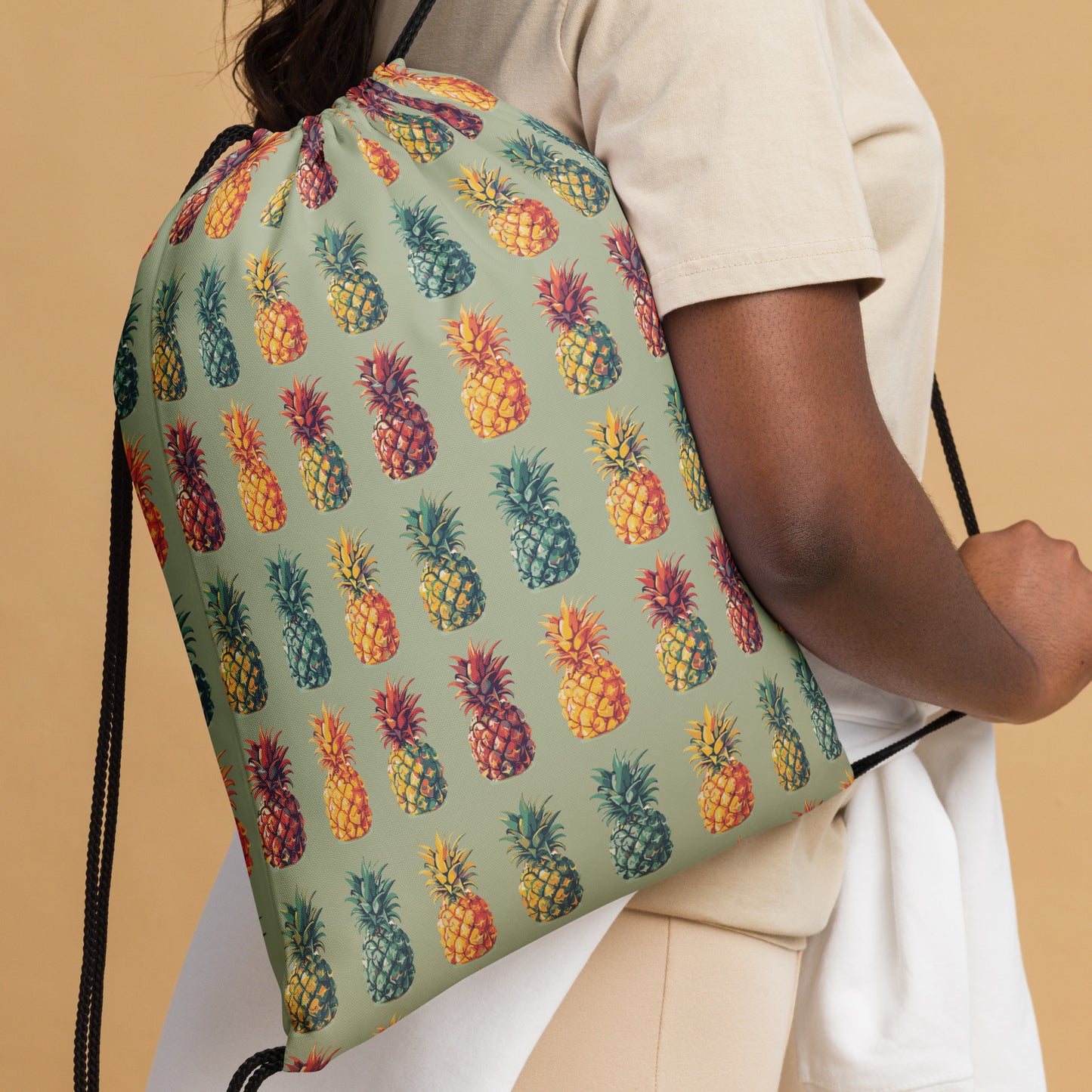 colored ananas Drawstring bag