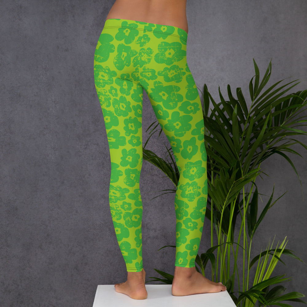 Green Flower Leggings