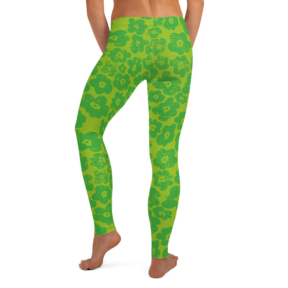 Green Flower Leggings