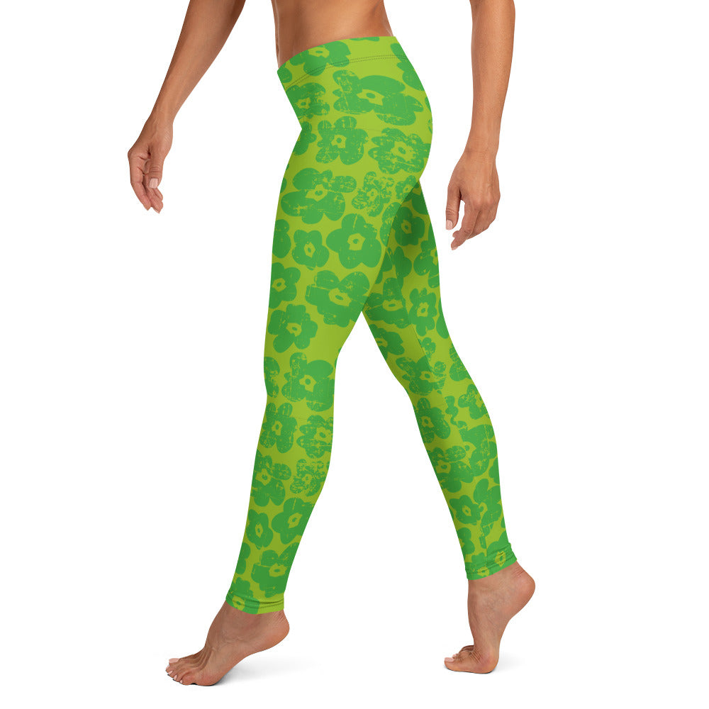 Green Flower Leggings