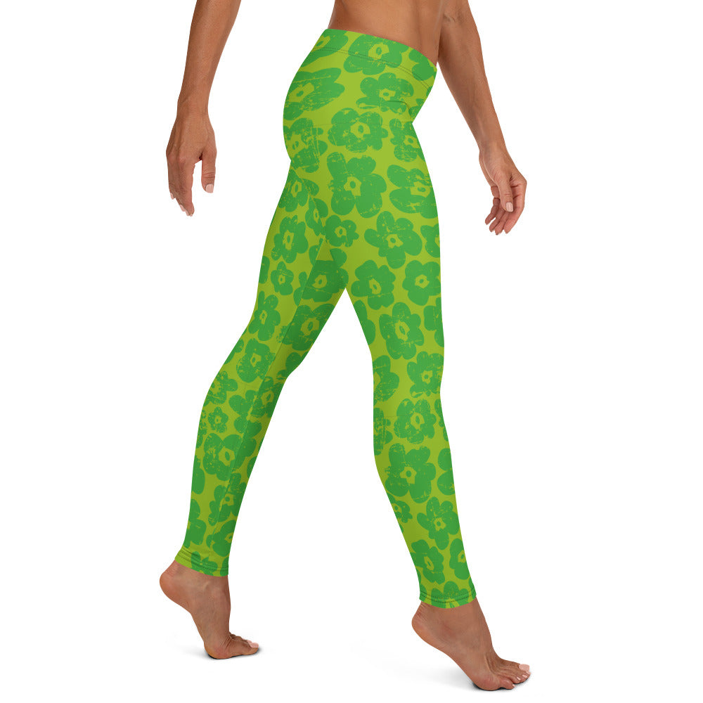 Green Flower Leggings