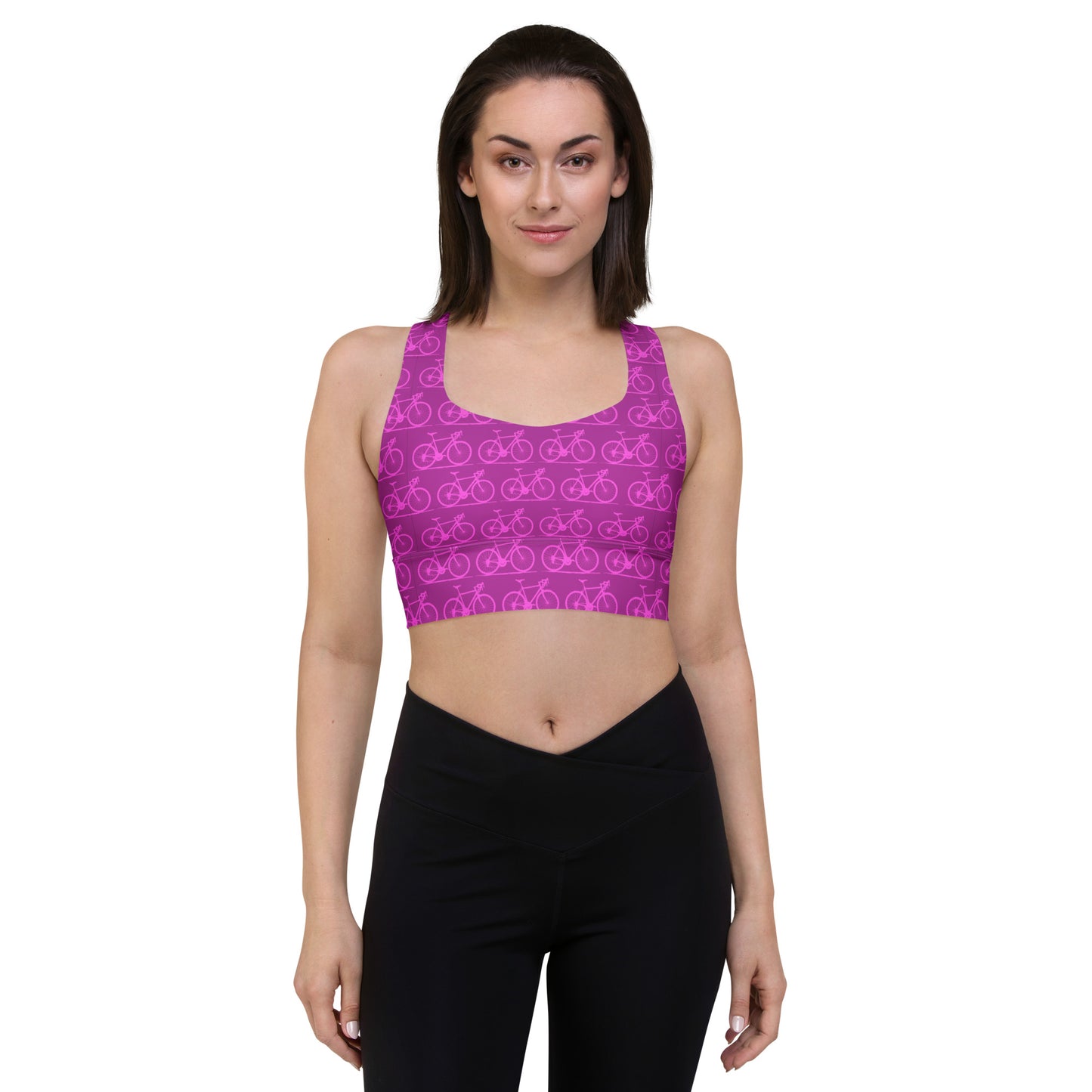 Pink bike Longline sports bra