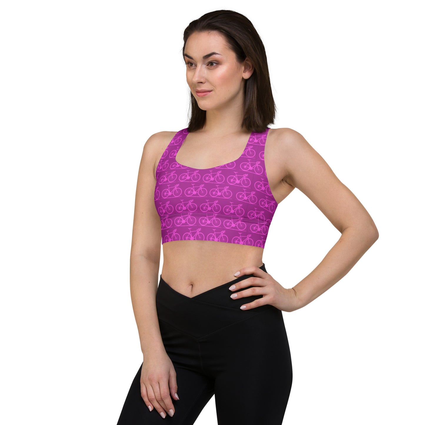 Pink bike Longline sports bra