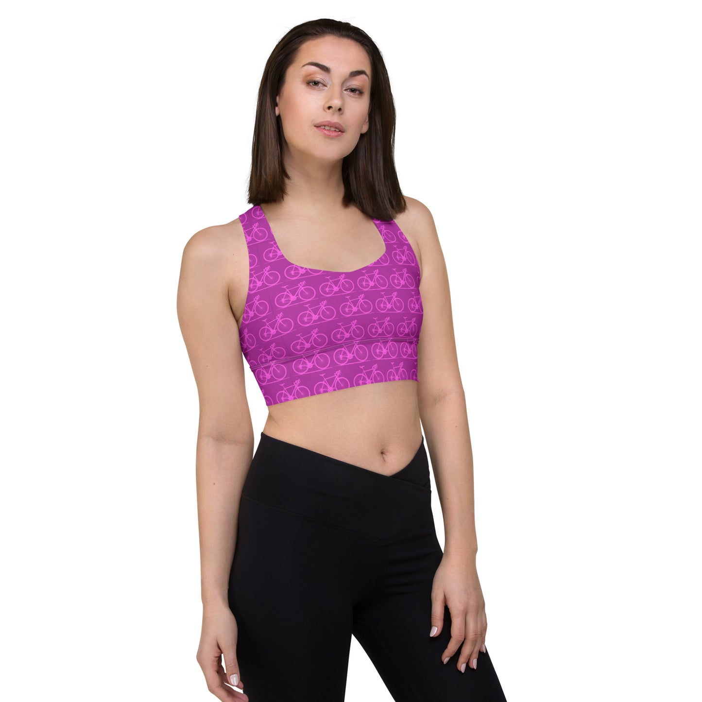 Pink bike Longline sports bra