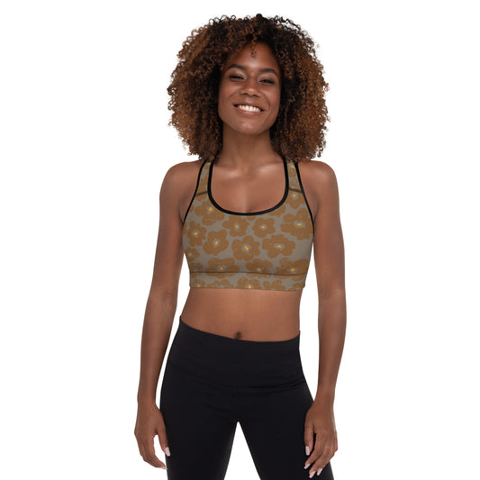 Raw Flower Padded Sports Bra