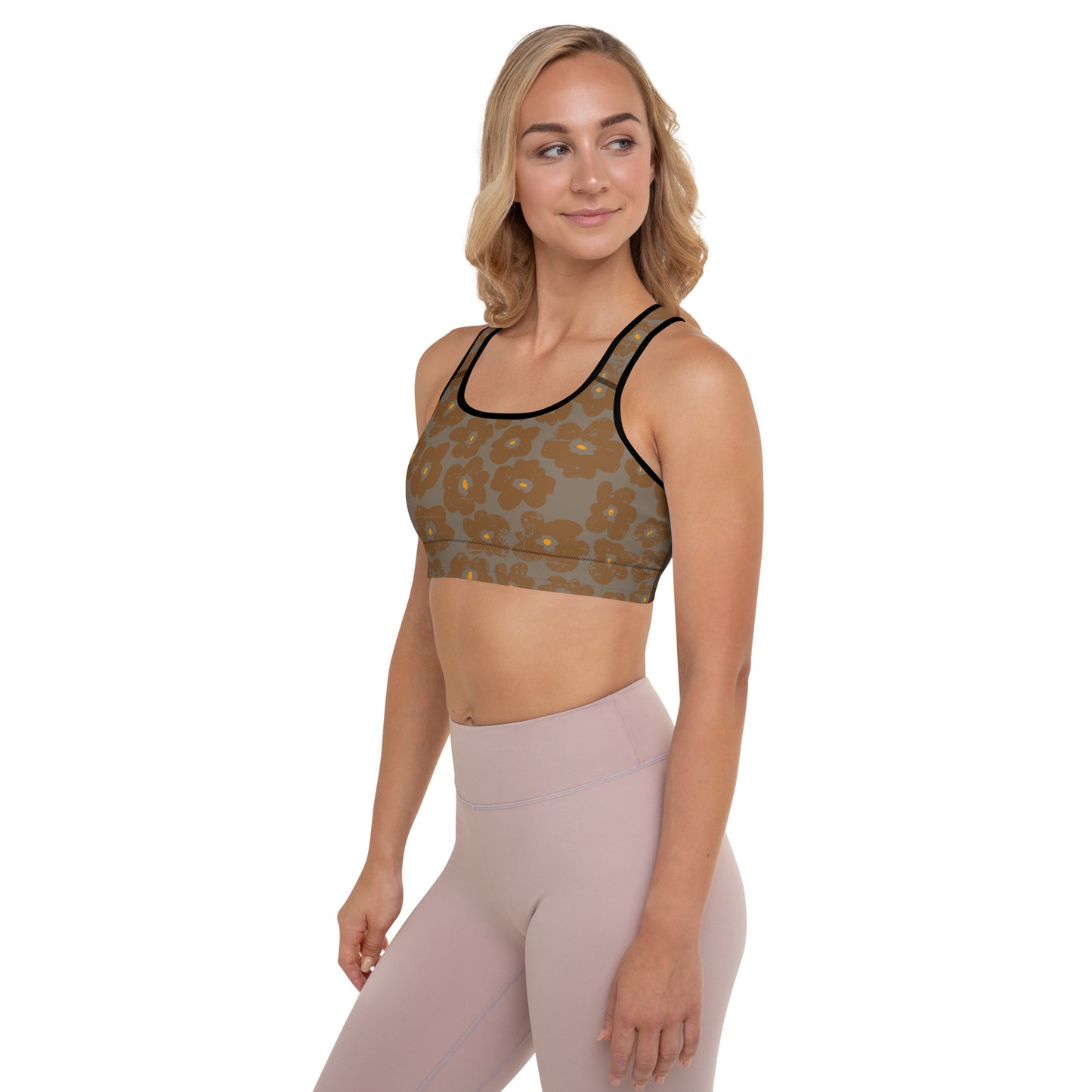 Raw Flower Padded Sports Bra