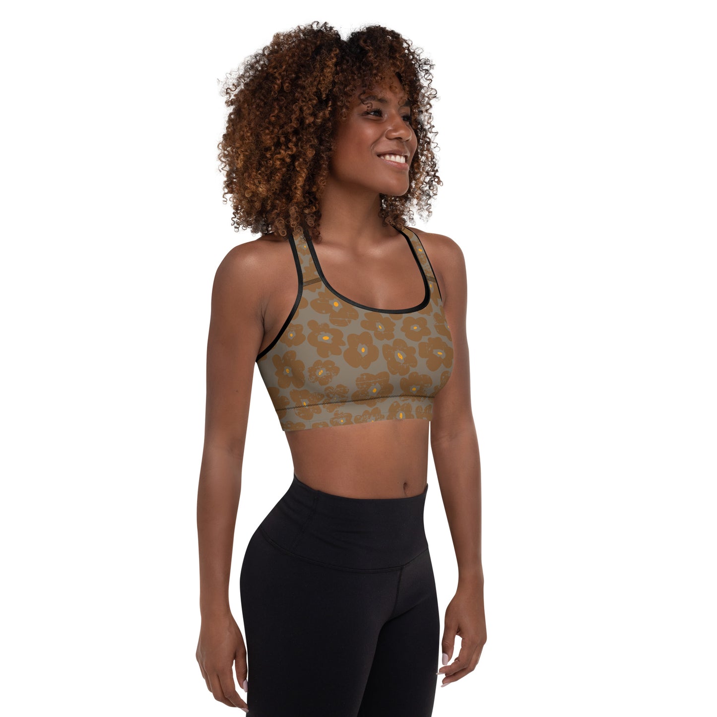 Raw Flower Padded Sports Bra