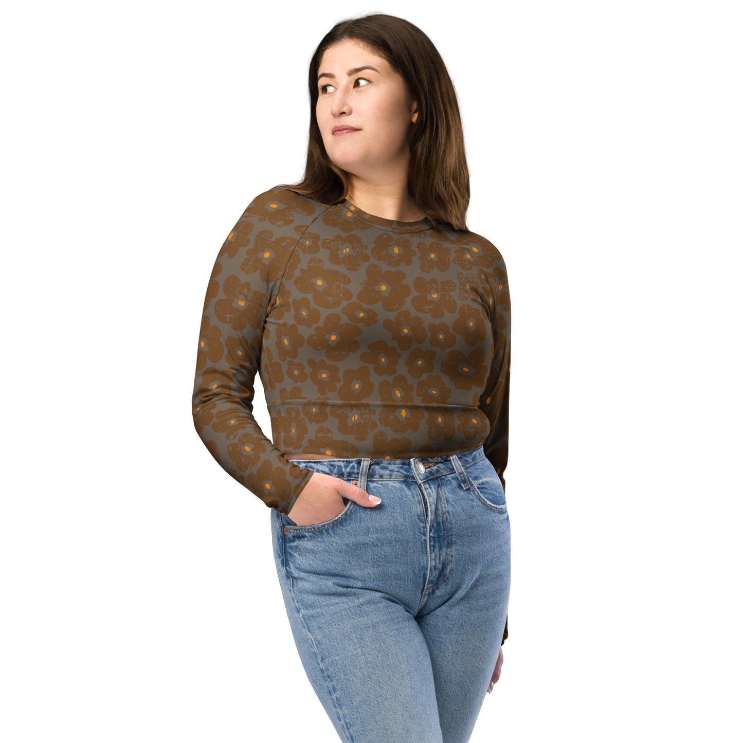 Raw flower Recycled long-sleeve crop top