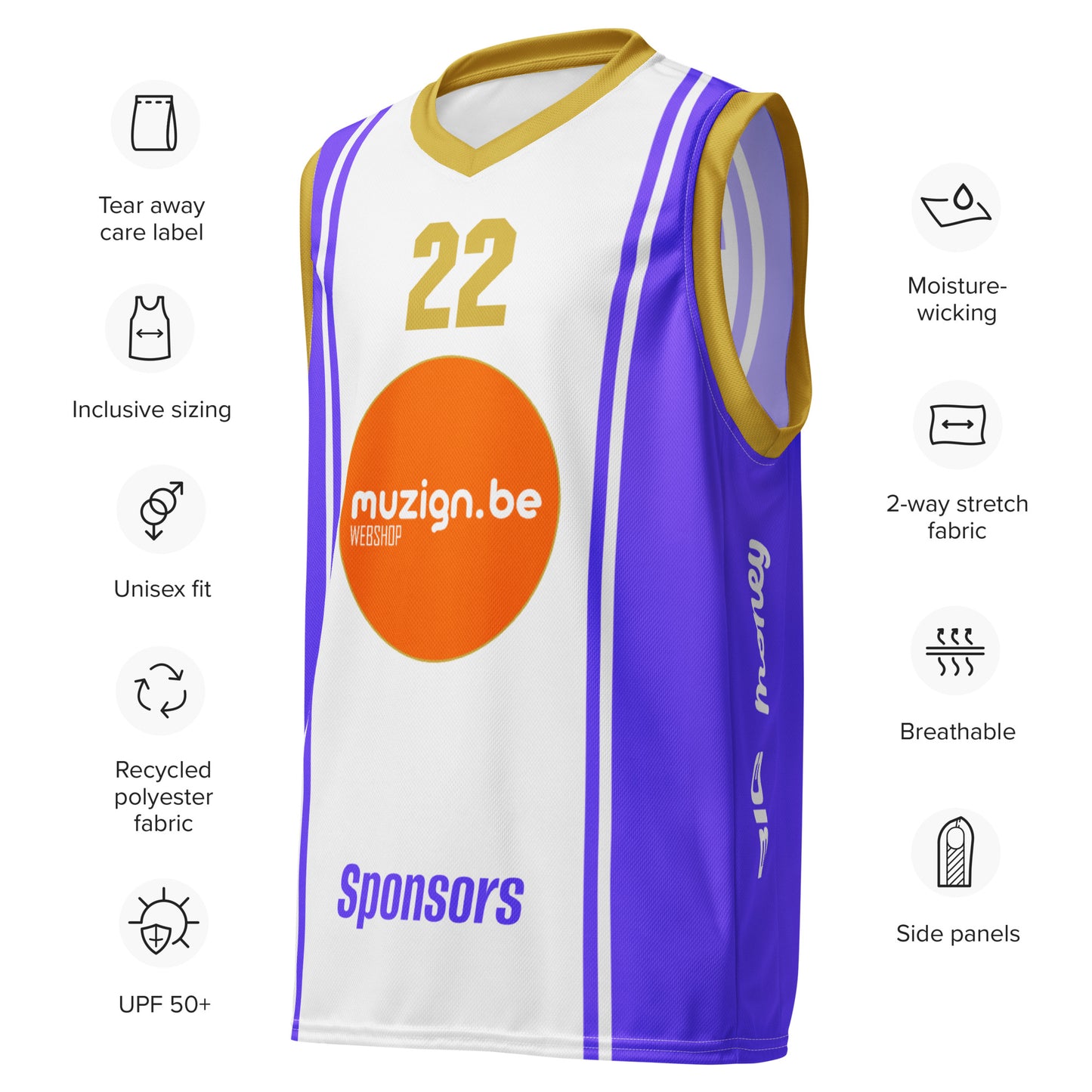 Muzign sportgear Recycled unisex basketball jersey