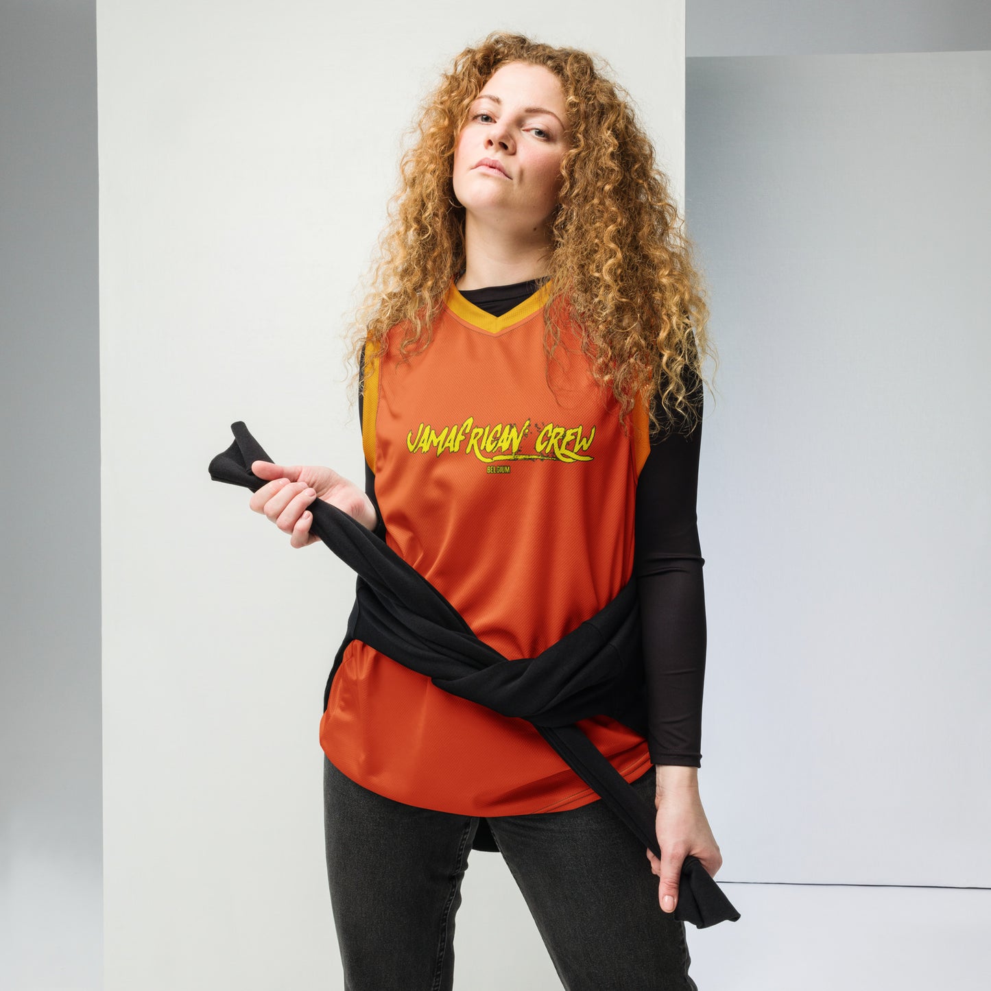 Jamafrican crew Recycled unisex basketball jersey orange