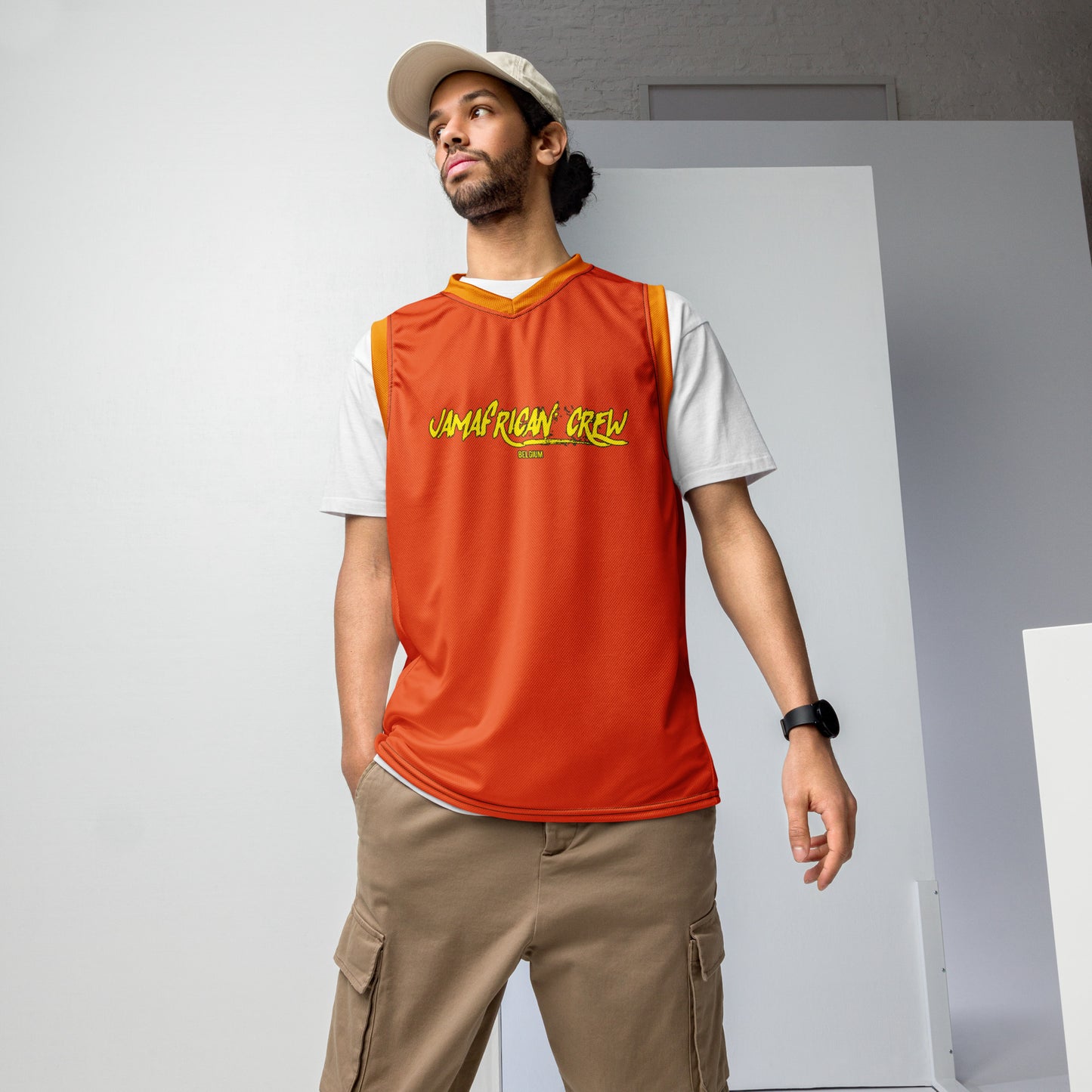 Jamafrican crew Recycled unisex basketball jersey orange