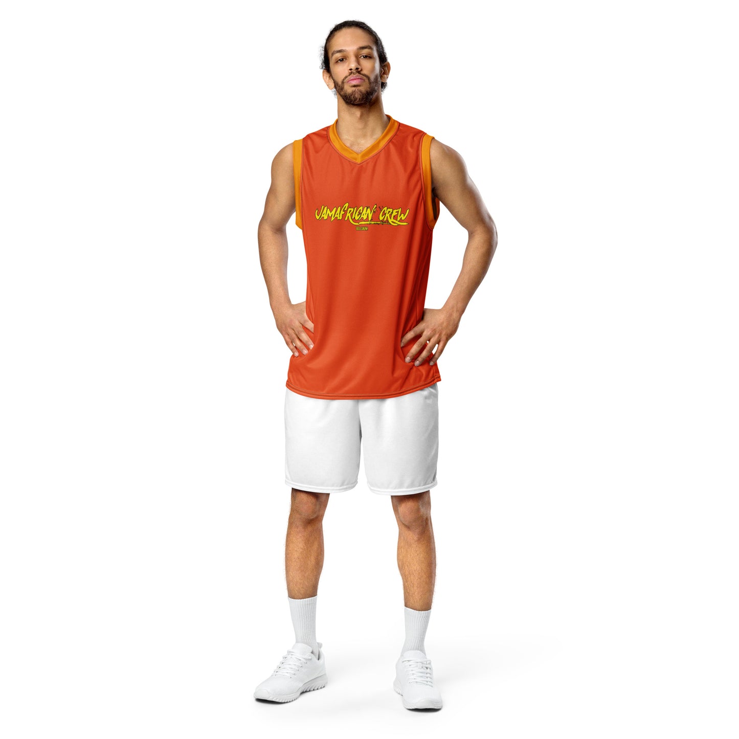 Jamafrican crew Recycled unisex basketball jersey orange