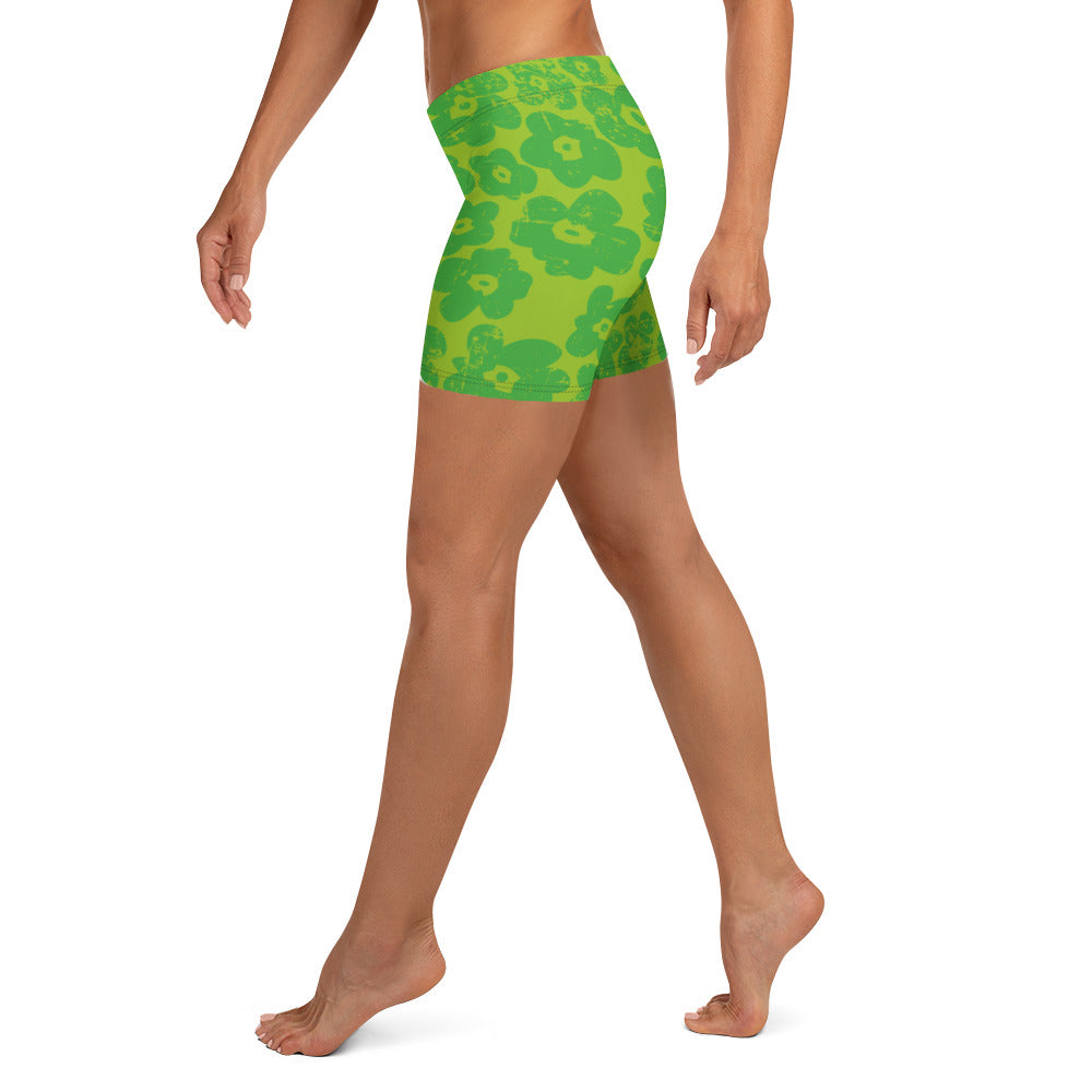 Green Flower Shorts