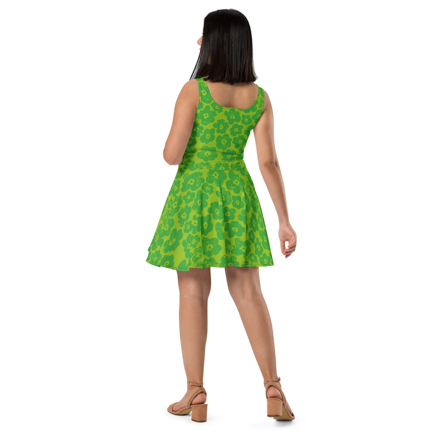 Green Flower Skater Dress