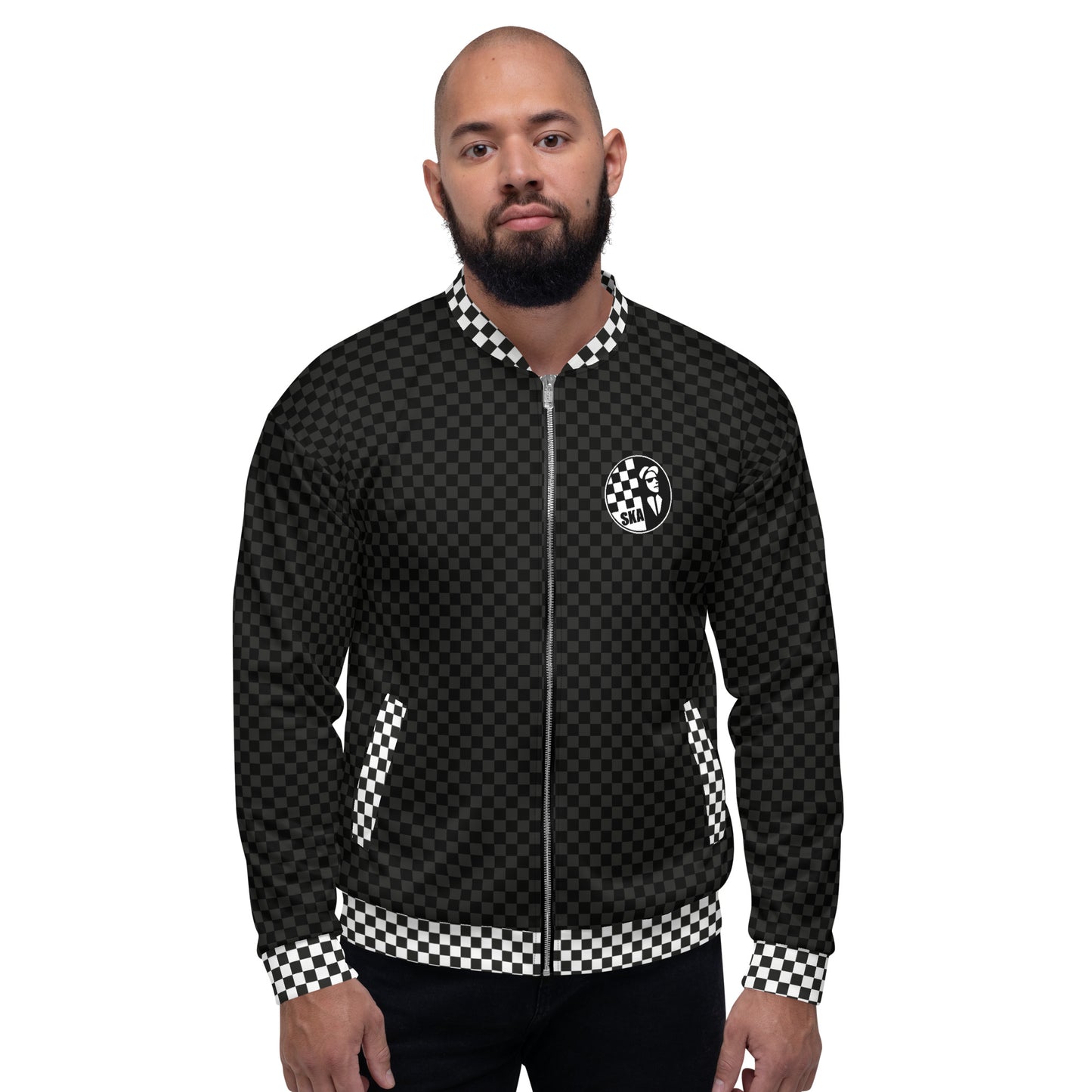 checkered ska trojan music Unisex Bomber Jacket