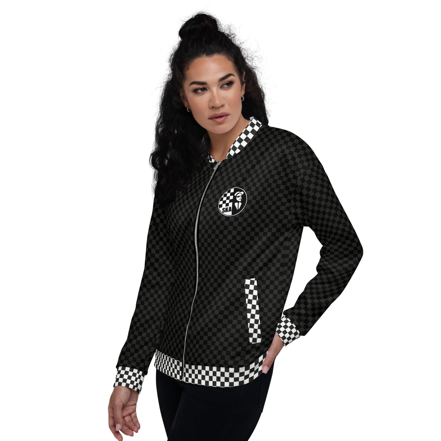 checkered ska trojan music Unisex Bomber Jacket