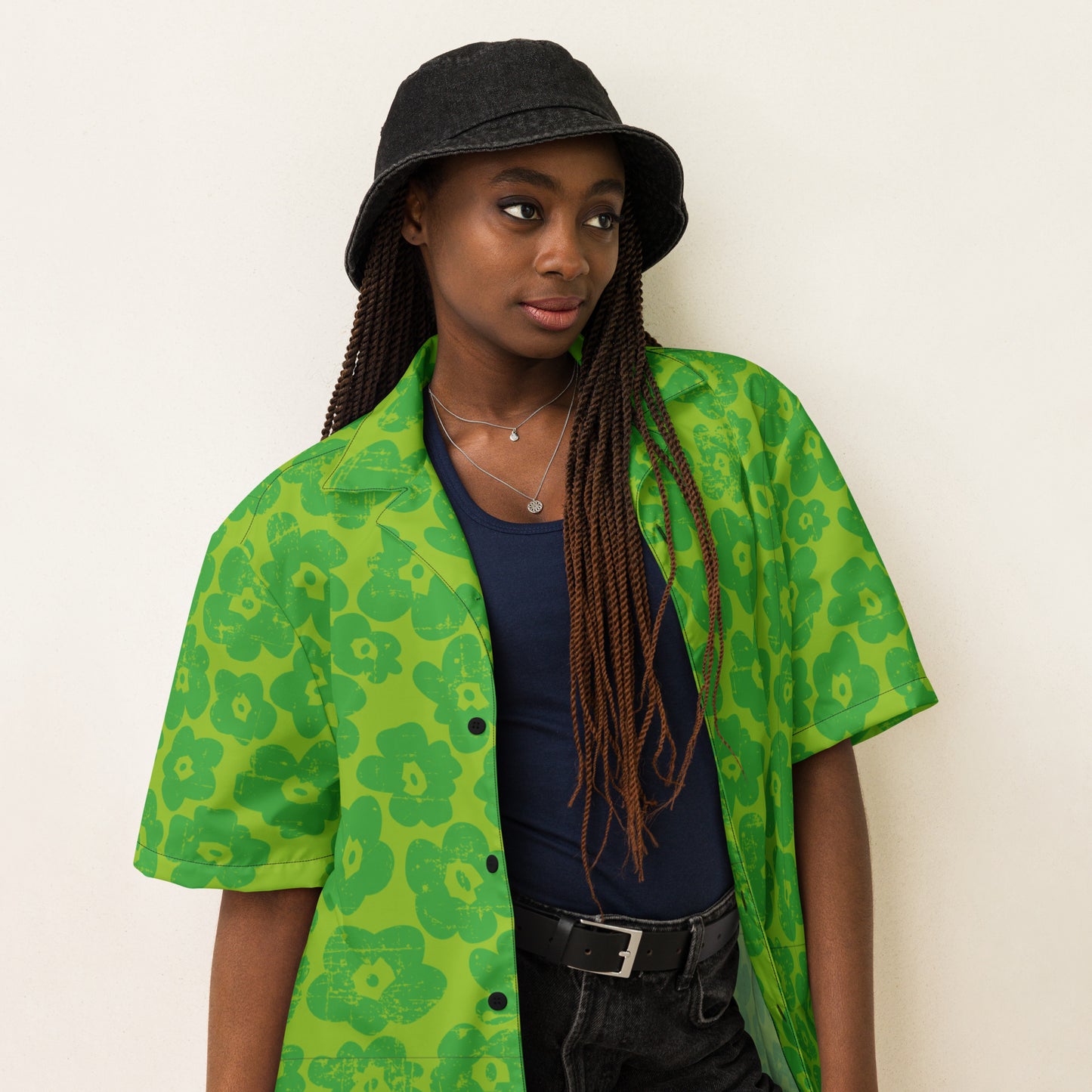 Green Flower Unisex button shirt