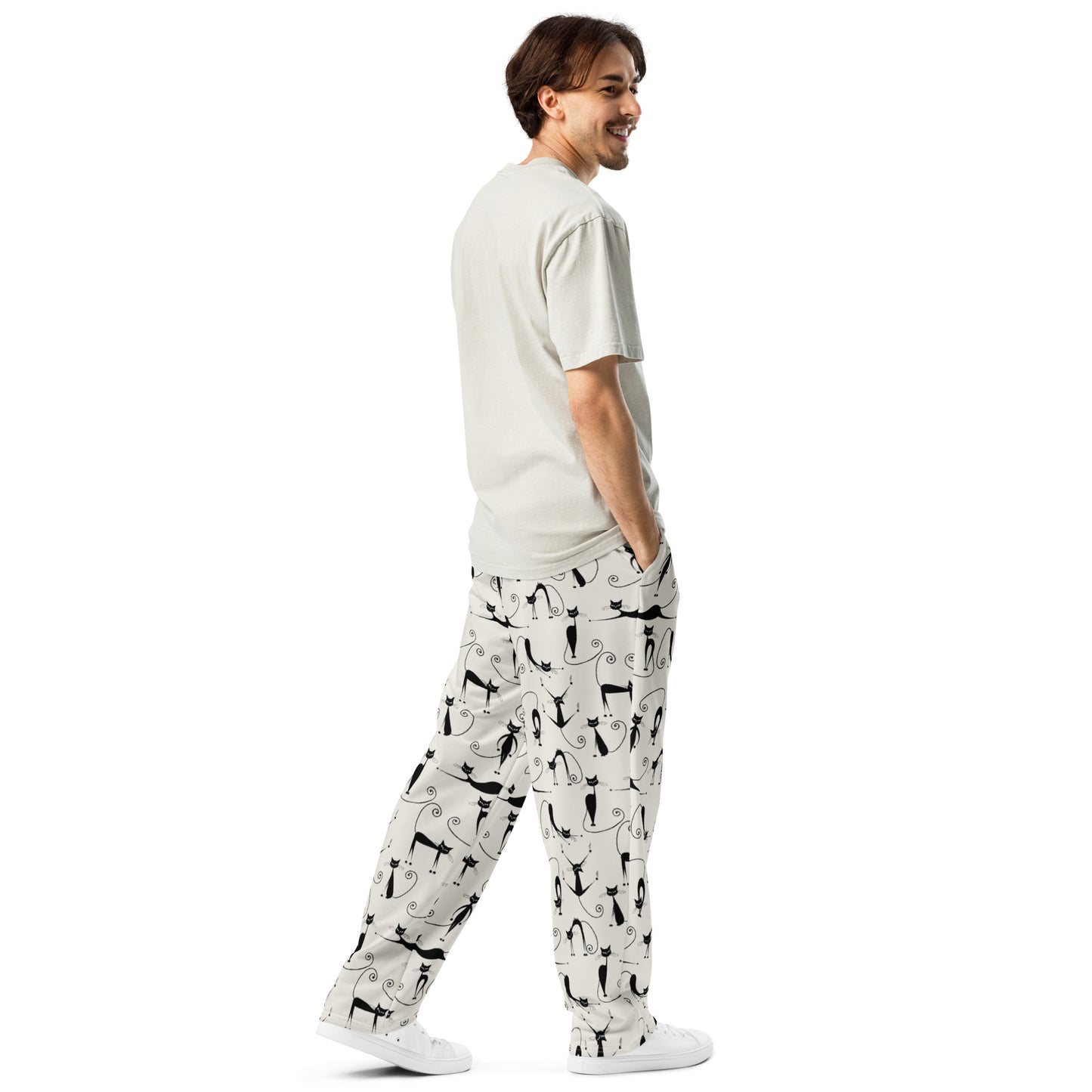 fun cats Wide-leg joggers