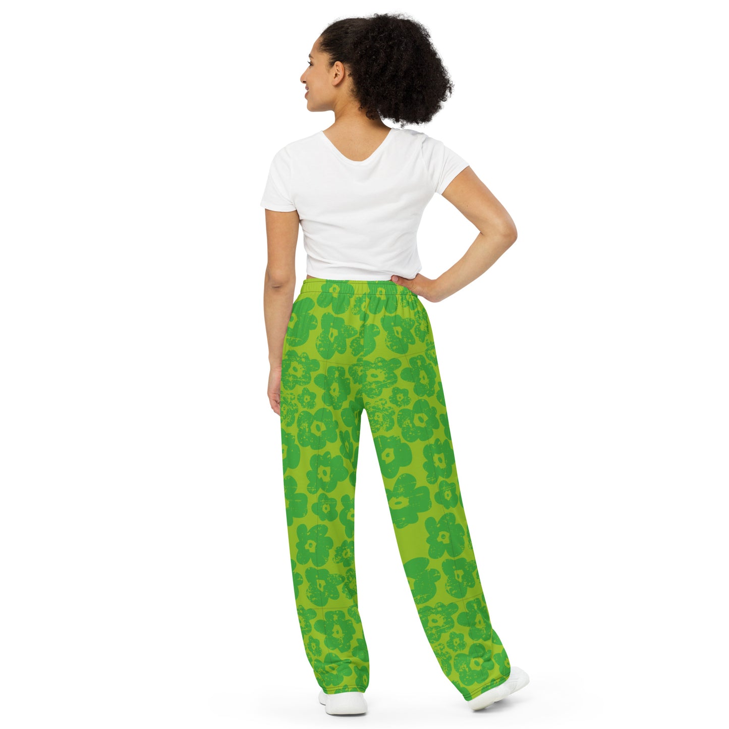 Green Flower All-over print unisex wide-leg pants