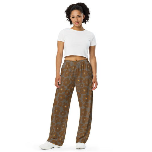 Raw Flower All-over print unisex wide-leg pants