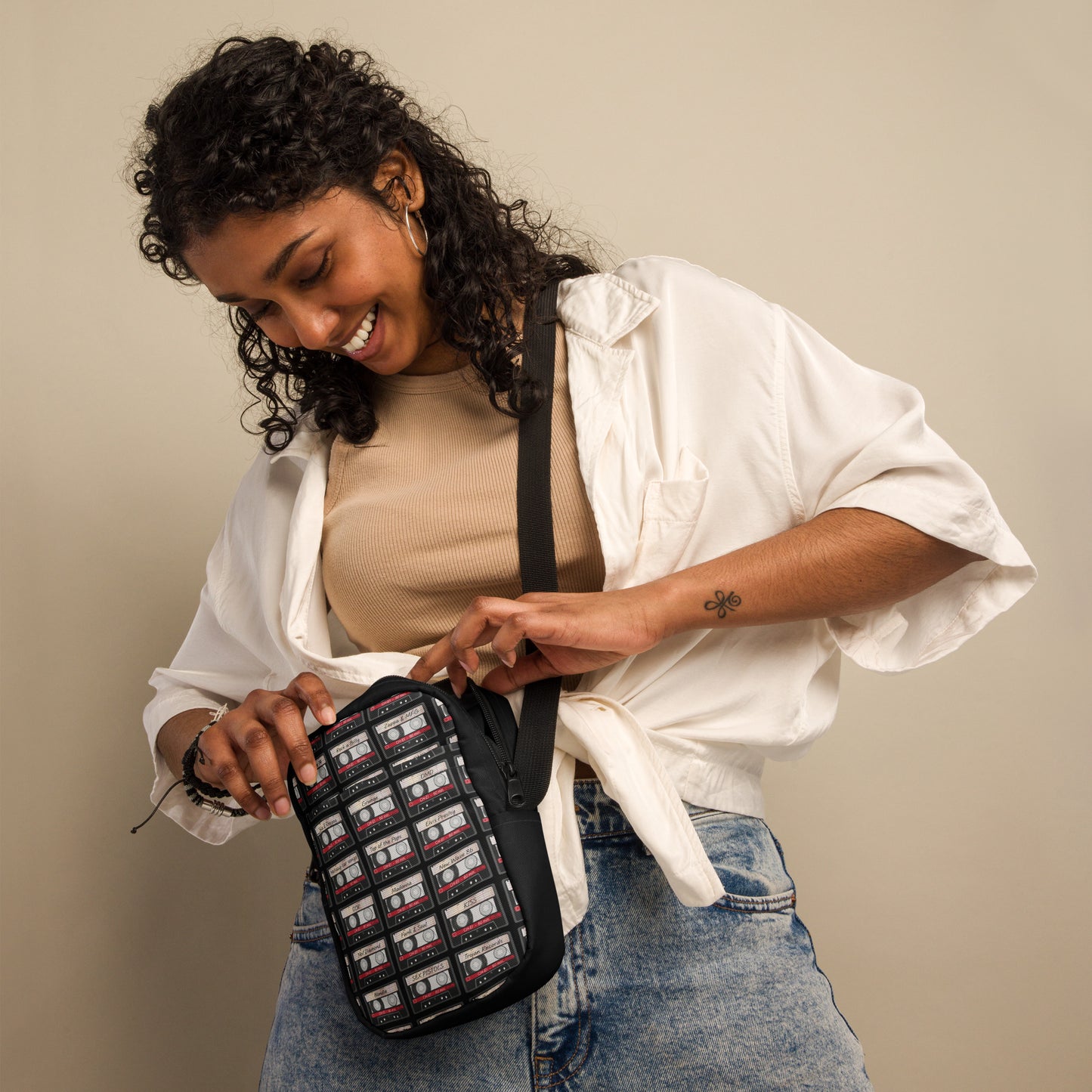 Music Cassette Utility crossbody bag