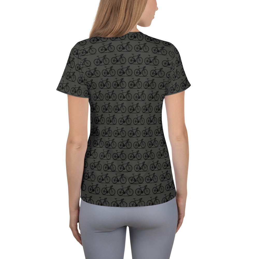 Grey Bikes All-Over Print Women's Athletic T-shirt