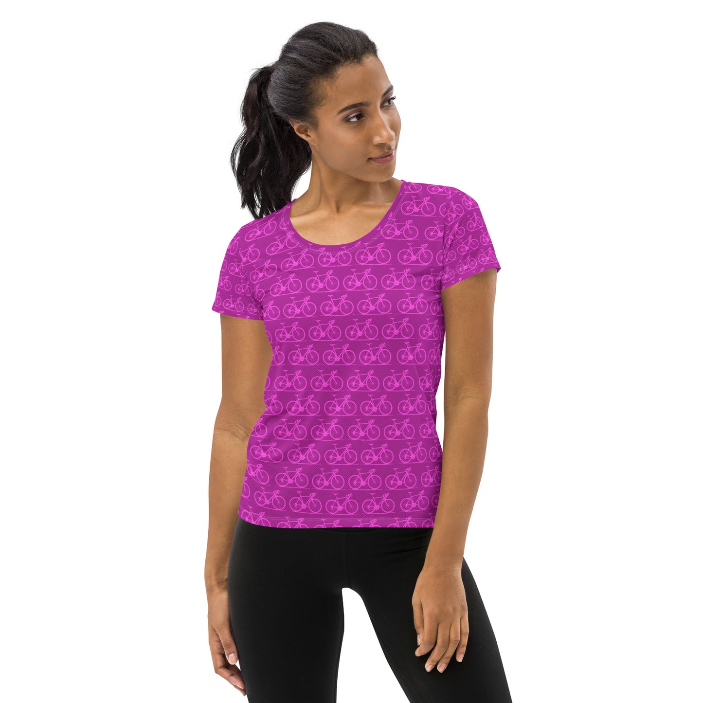 Pink Bike All-Over Print Women's Athletic T-shirt