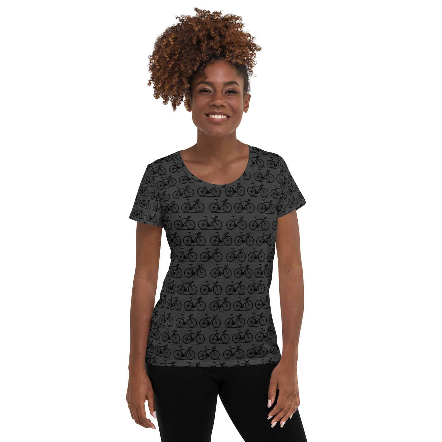 Grey Bikes All-Over Print Women's Athletic T-shirt