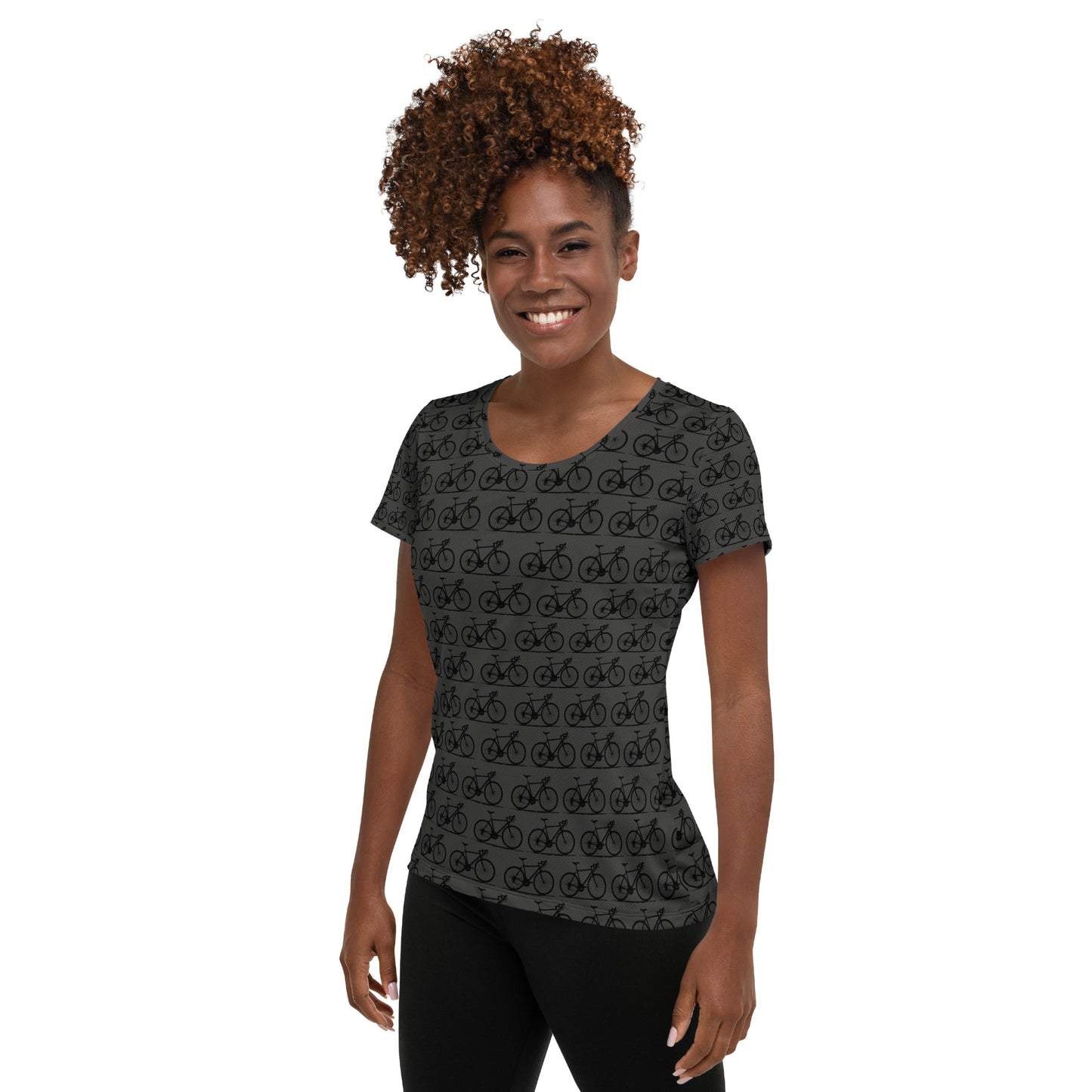 Grey Bikes All-Over Print Women's Athletic T-shirt