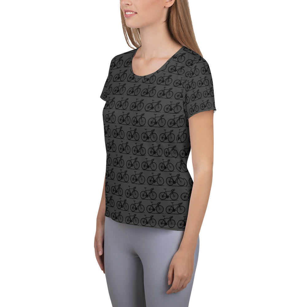 Grey Bikes All-Over Print Women's Athletic T-shirt