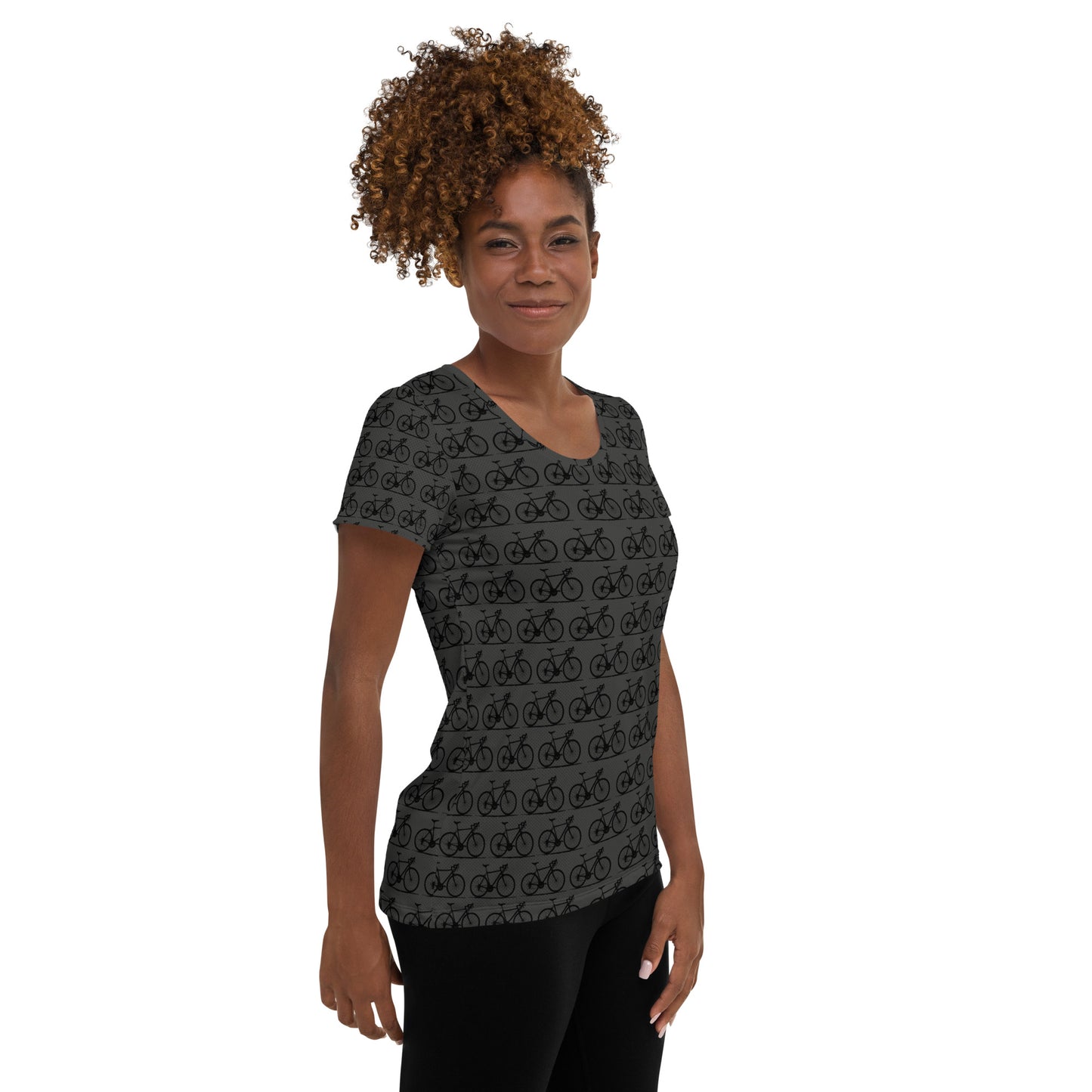 Grey Bikes All-Over Print Women's Athletic T-shirt