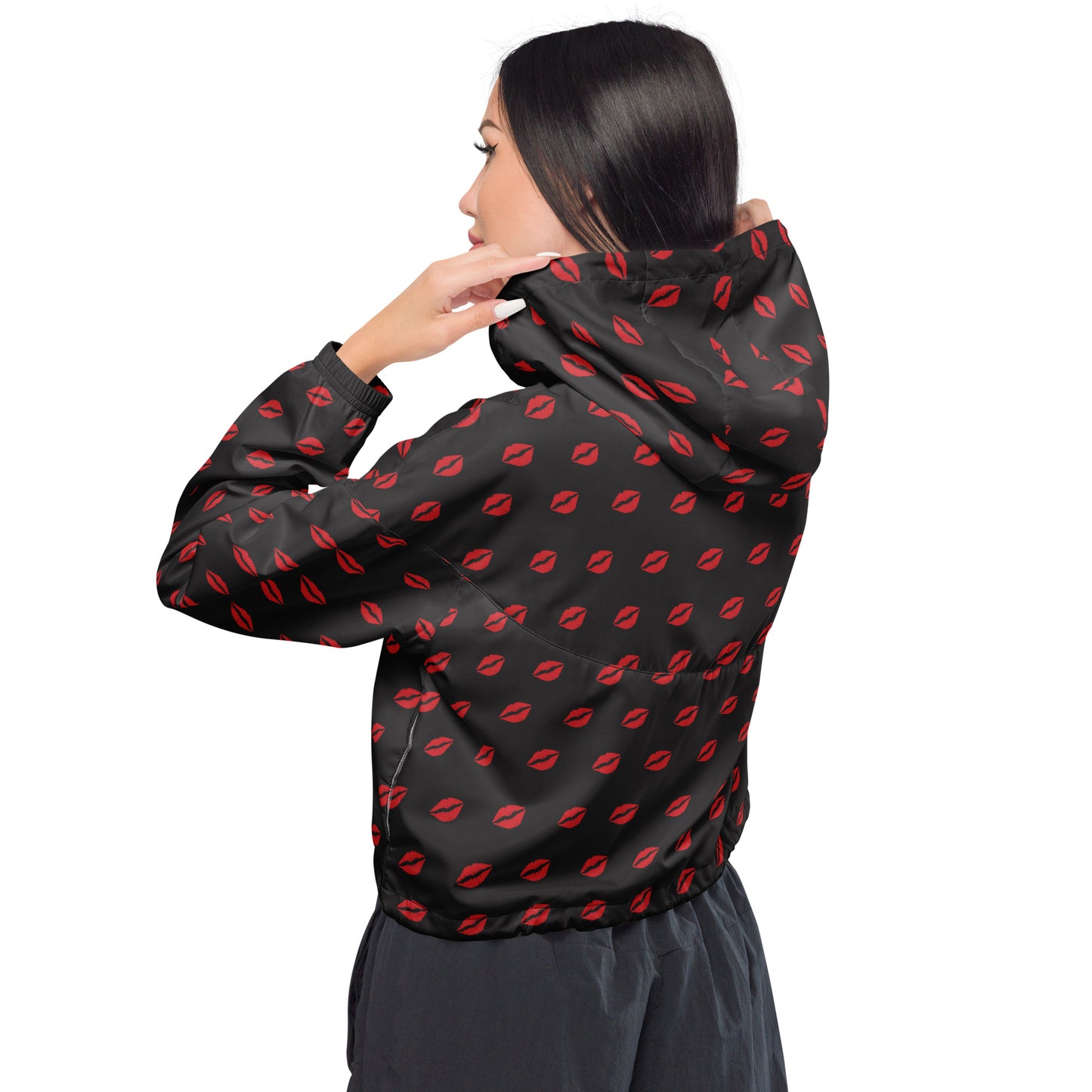 kiss lips Women’s cropped windbreaker