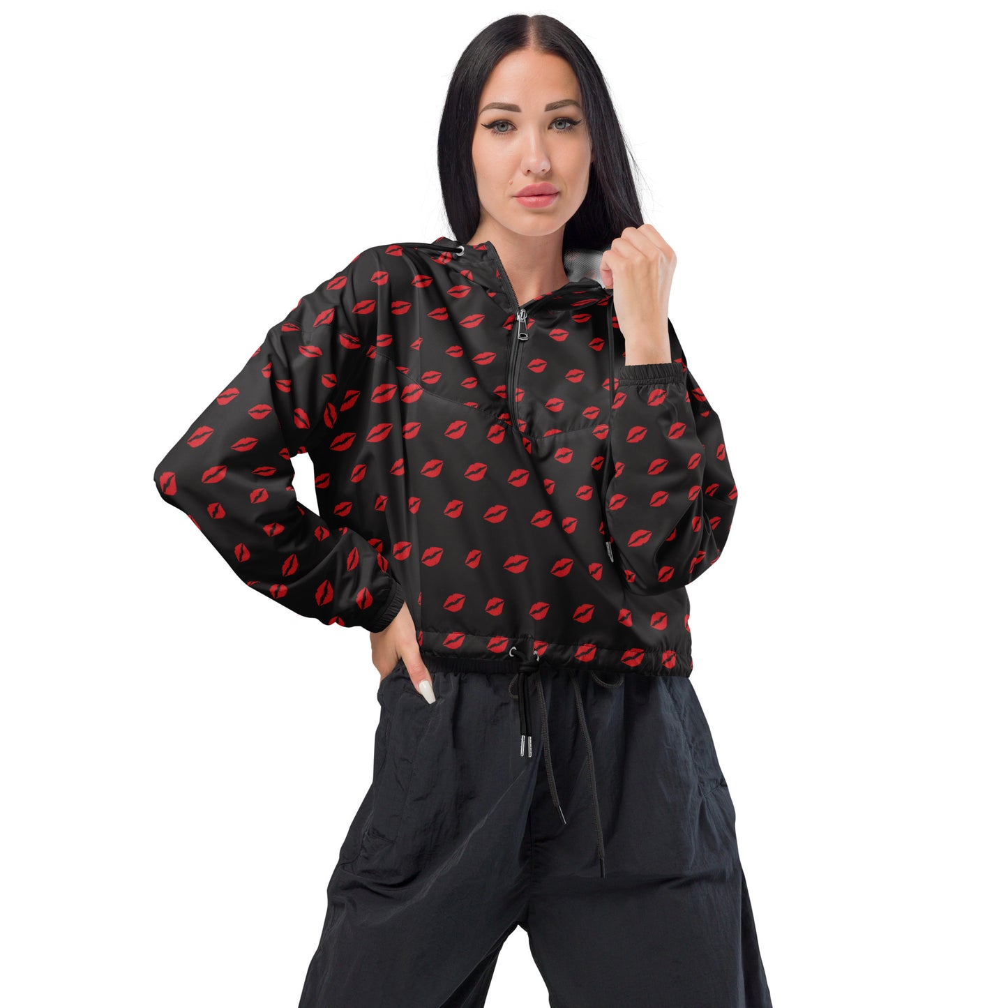 kiss lips Women’s cropped windbreaker