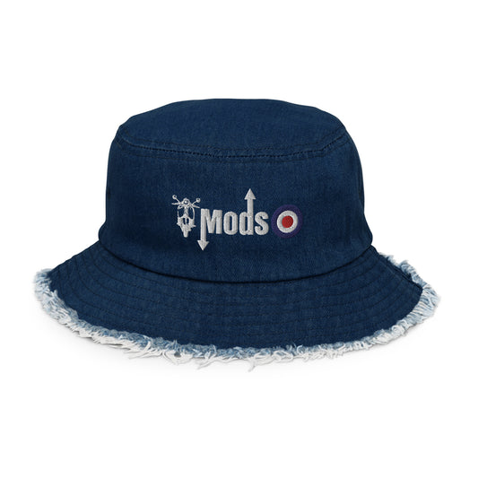 Mods Scooter Logo Distressed denim bucket hat