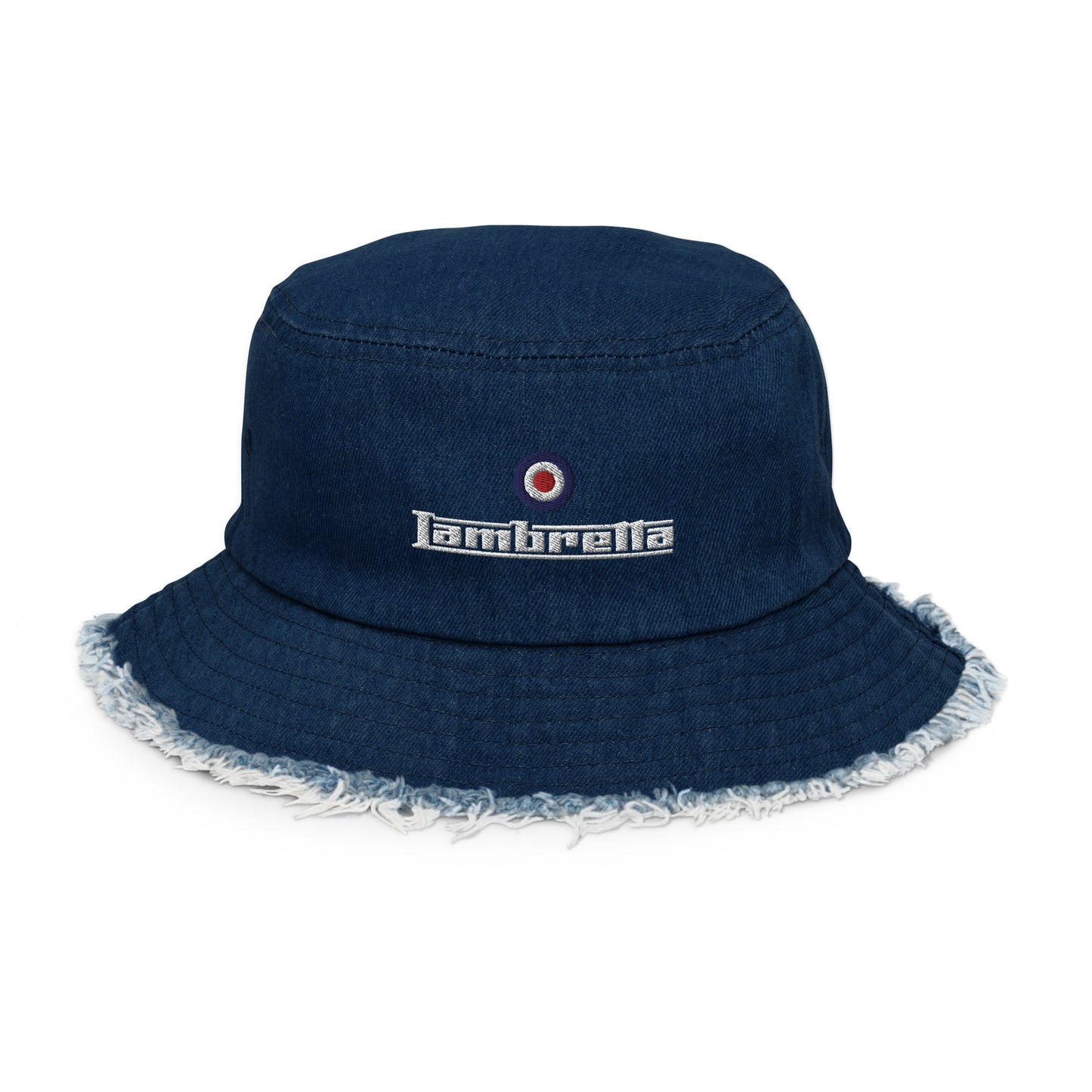 Lambretta logo Distressed denim bucket hat