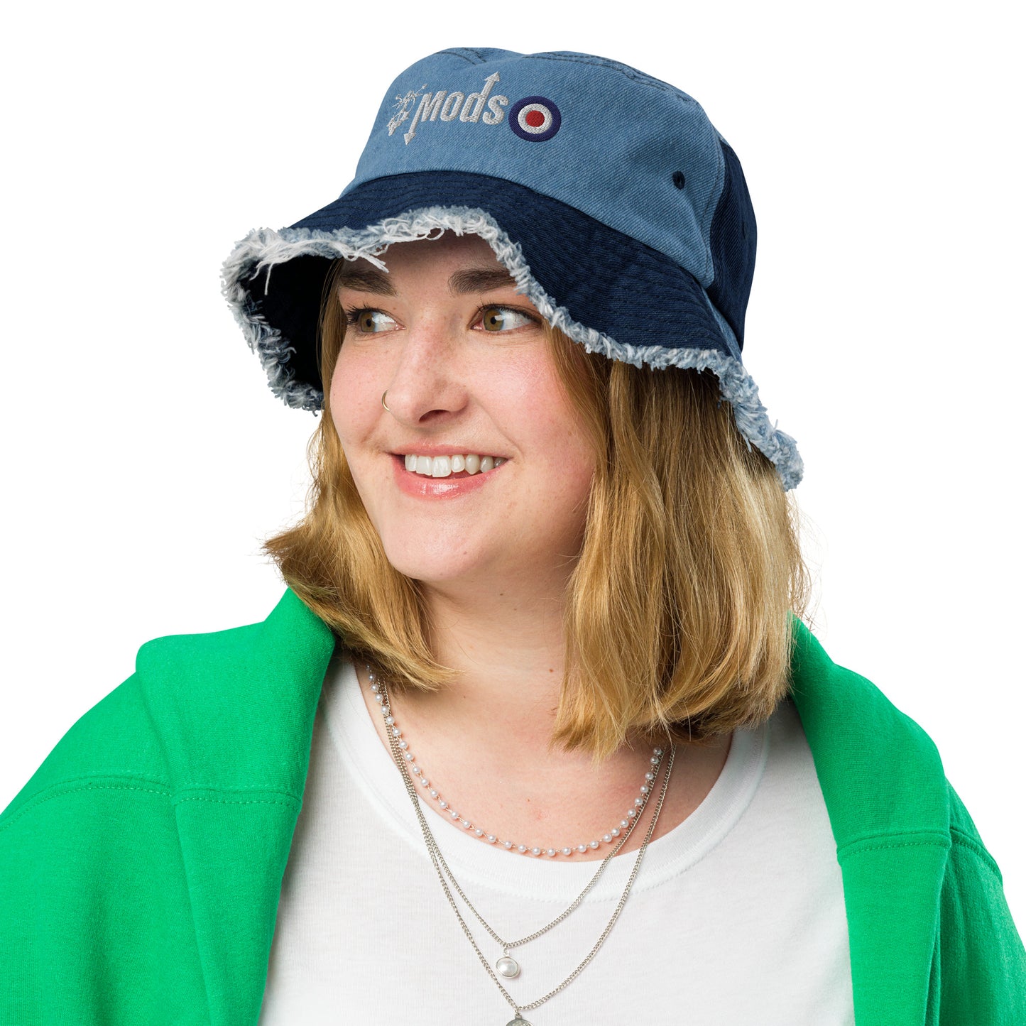 Mods Scooter Logo Distressed denim bucket hat