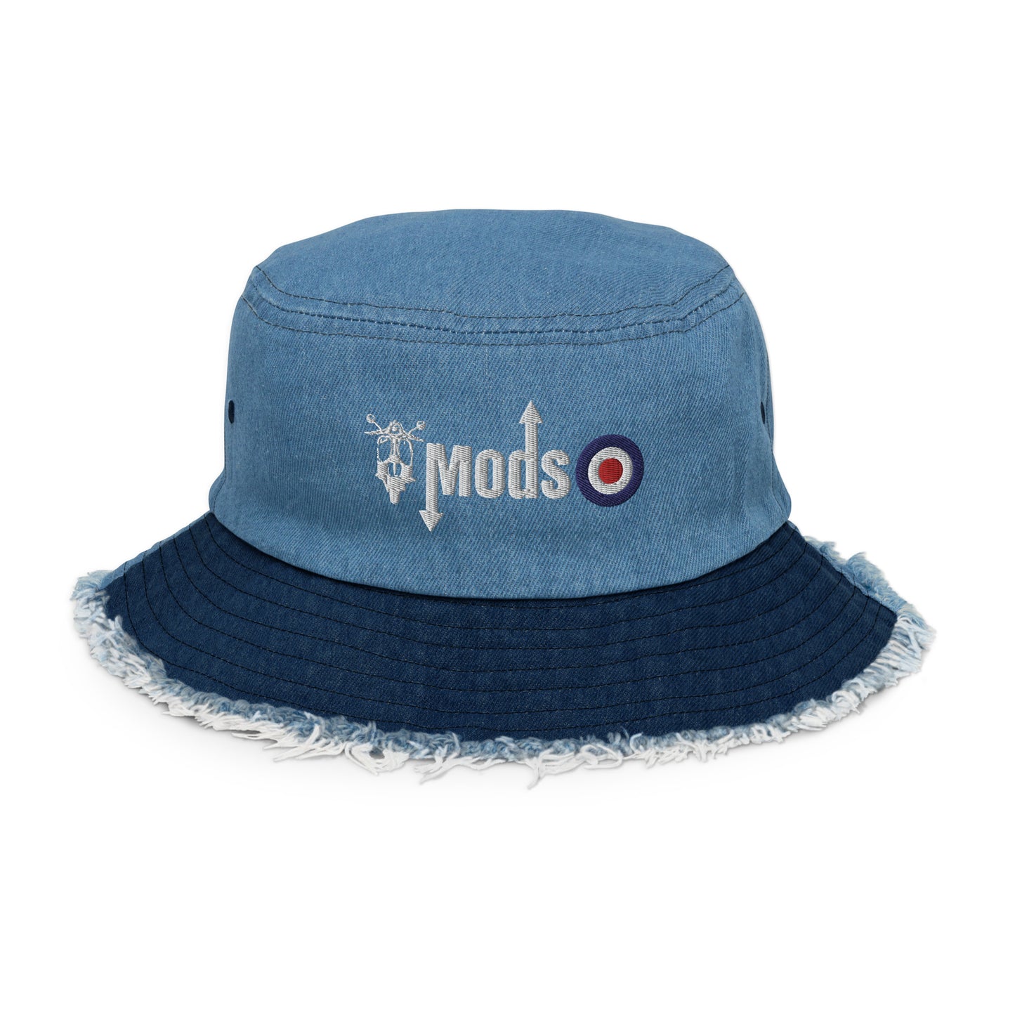 Mods Scooter Logo Distressed denim bucket hat