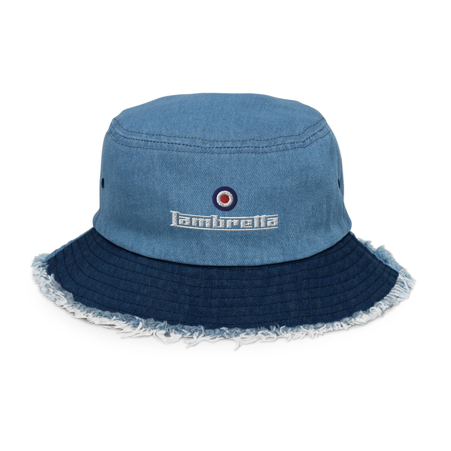 Lambretta logo Distressed denim bucket hat