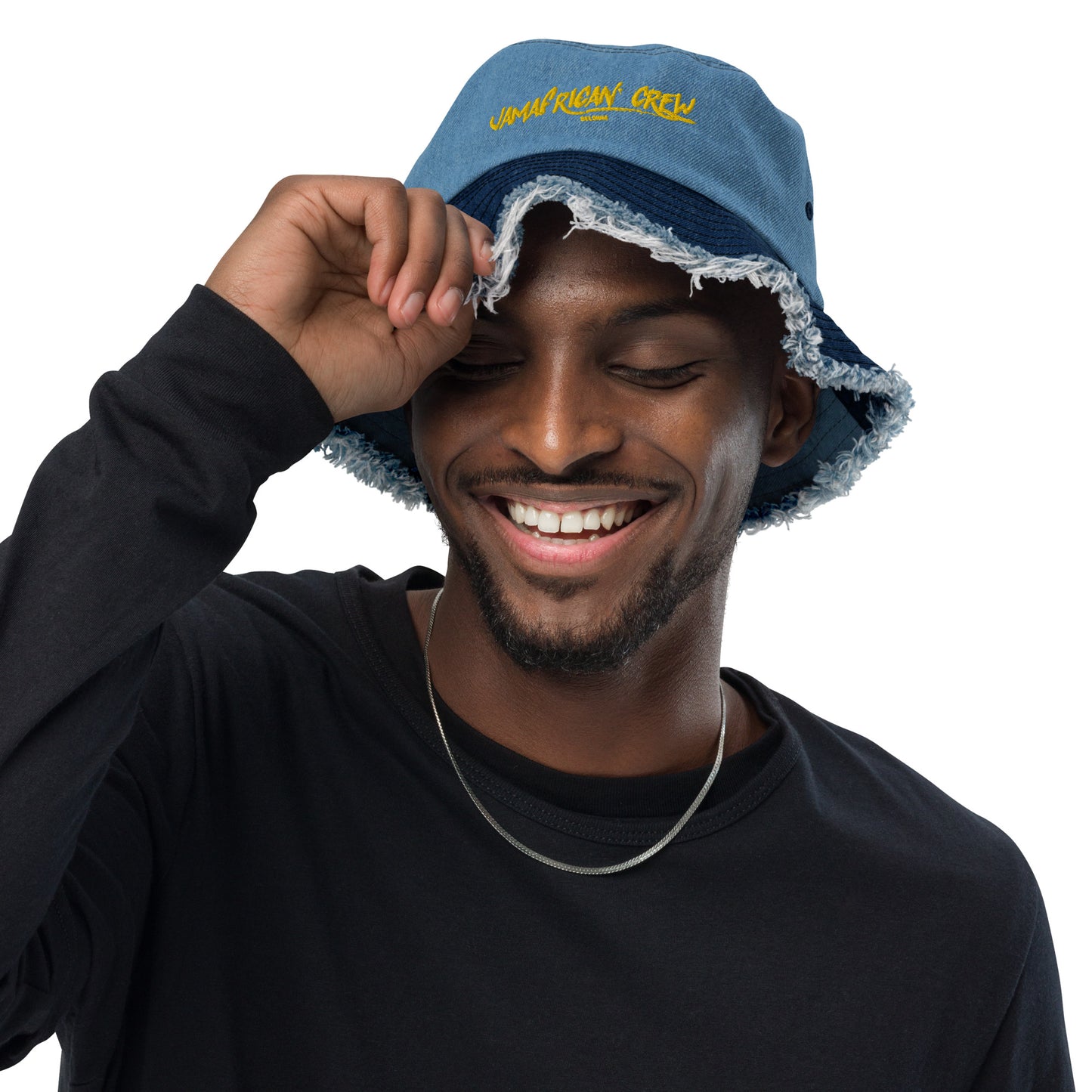 jamafrican crew Distressed denim bucket hat