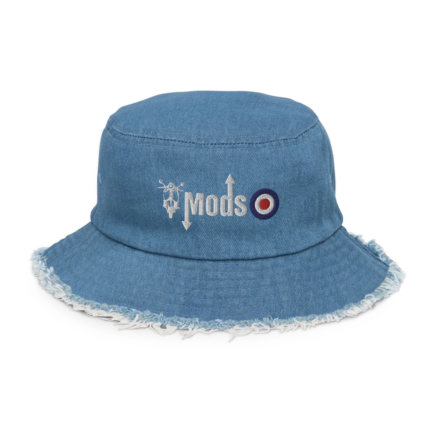 Mods Scooter Logo Distressed denim bucket hat