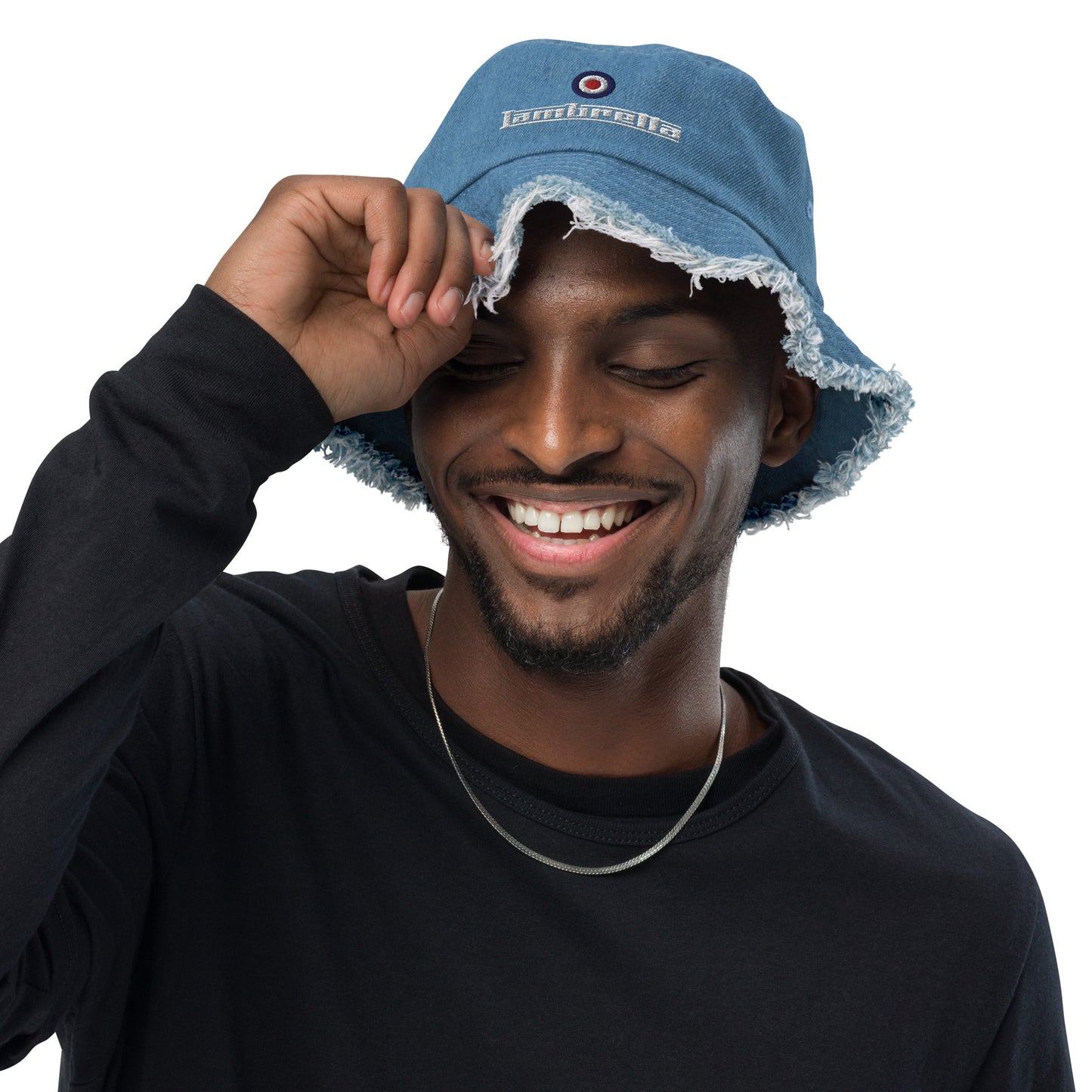 Lambretta logo Distressed denim bucket hat